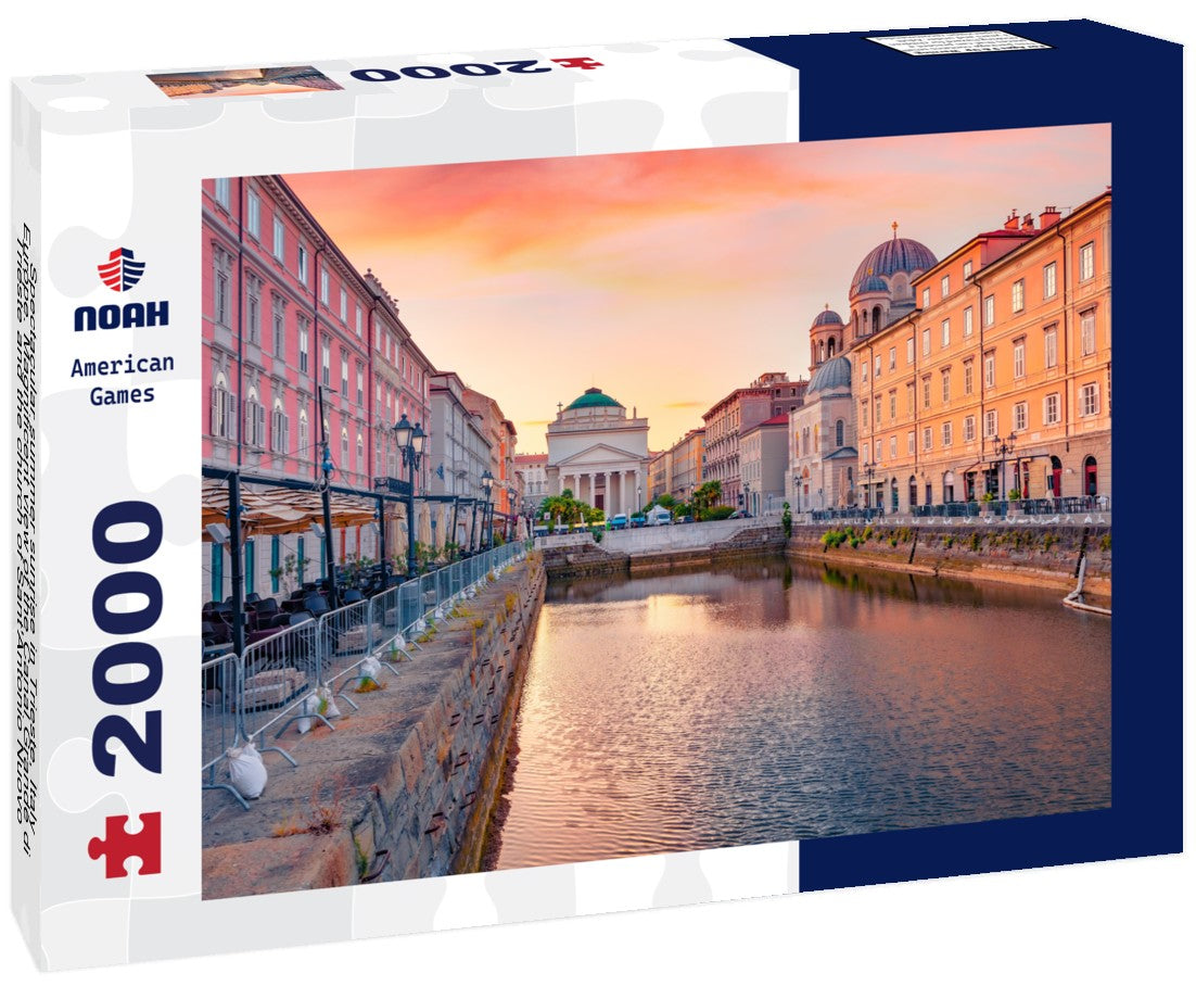 Spectacular summer sunrise in Trieste, Italy, Europe. Magnificent view of the Canal Grande di Trieste and the church of Sant'Antonio Nuovo 2000pc Puzzle