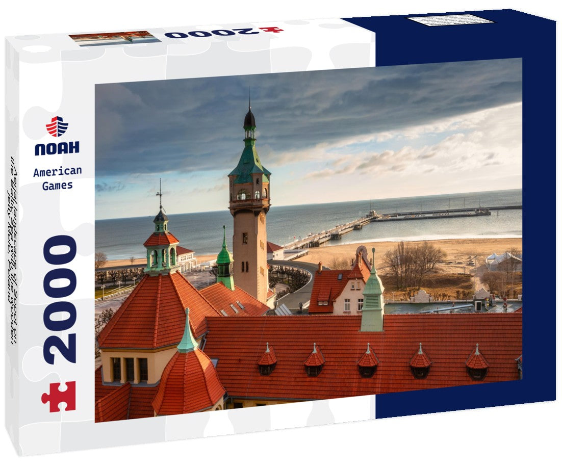Aerial landscape of Sopot on the Baltic Sea with the wooden jetty Molo, Poland 2000pc Puzzle