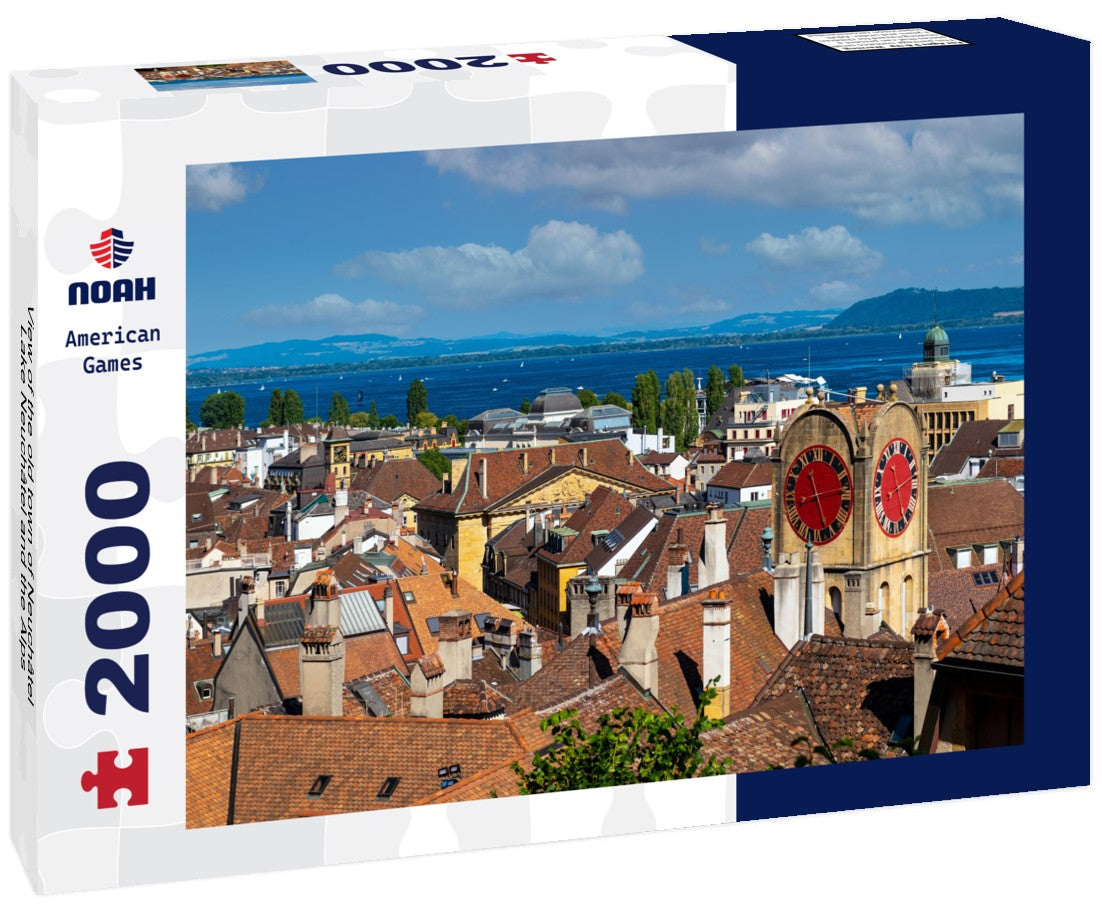 the old town of Neuchâtel, Lake Neuchâtel and the Alps 2000pc Puzzle