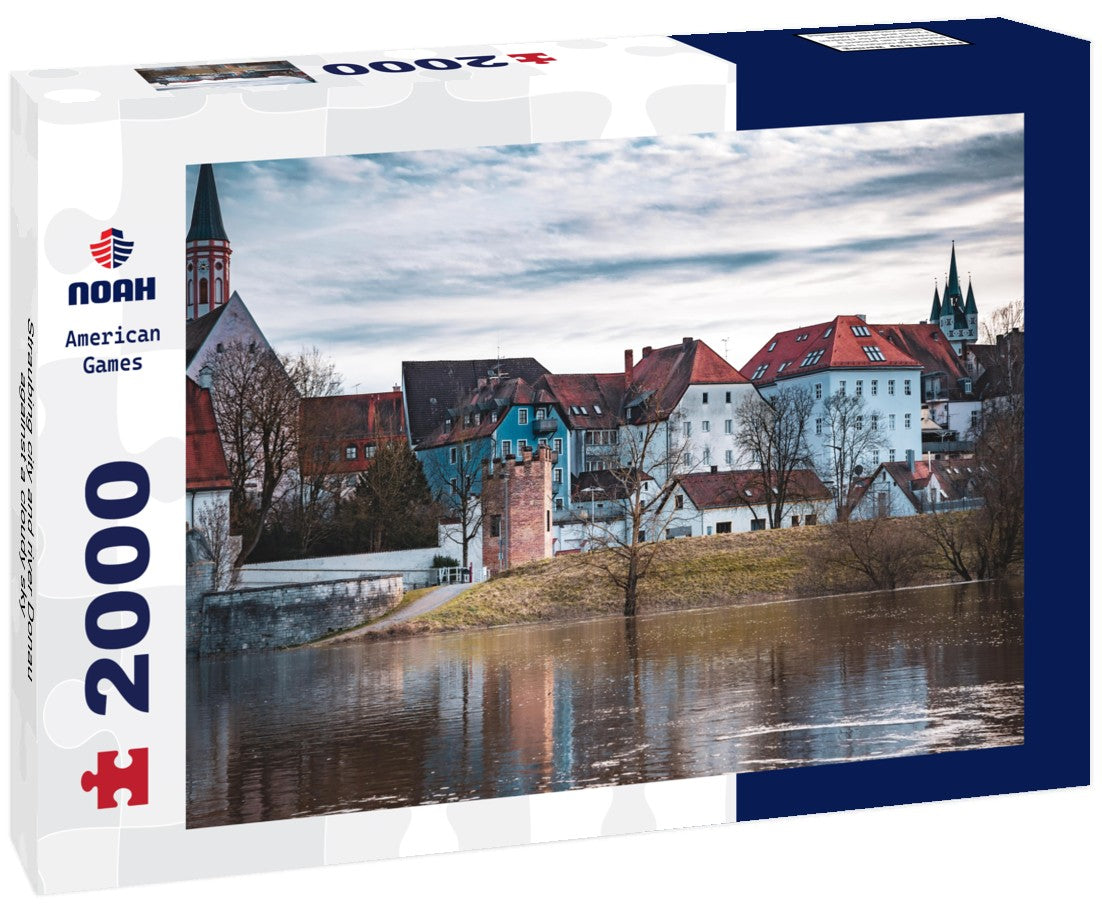 Straubing city and river Donau against a cloudy sky 2000pc Puzzle