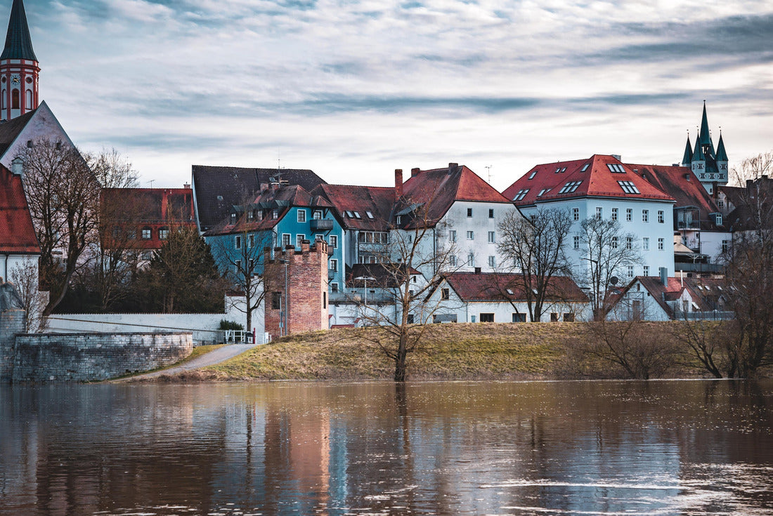 Straubing city and river Donau against a cloudy sky 2000pc Puzzle