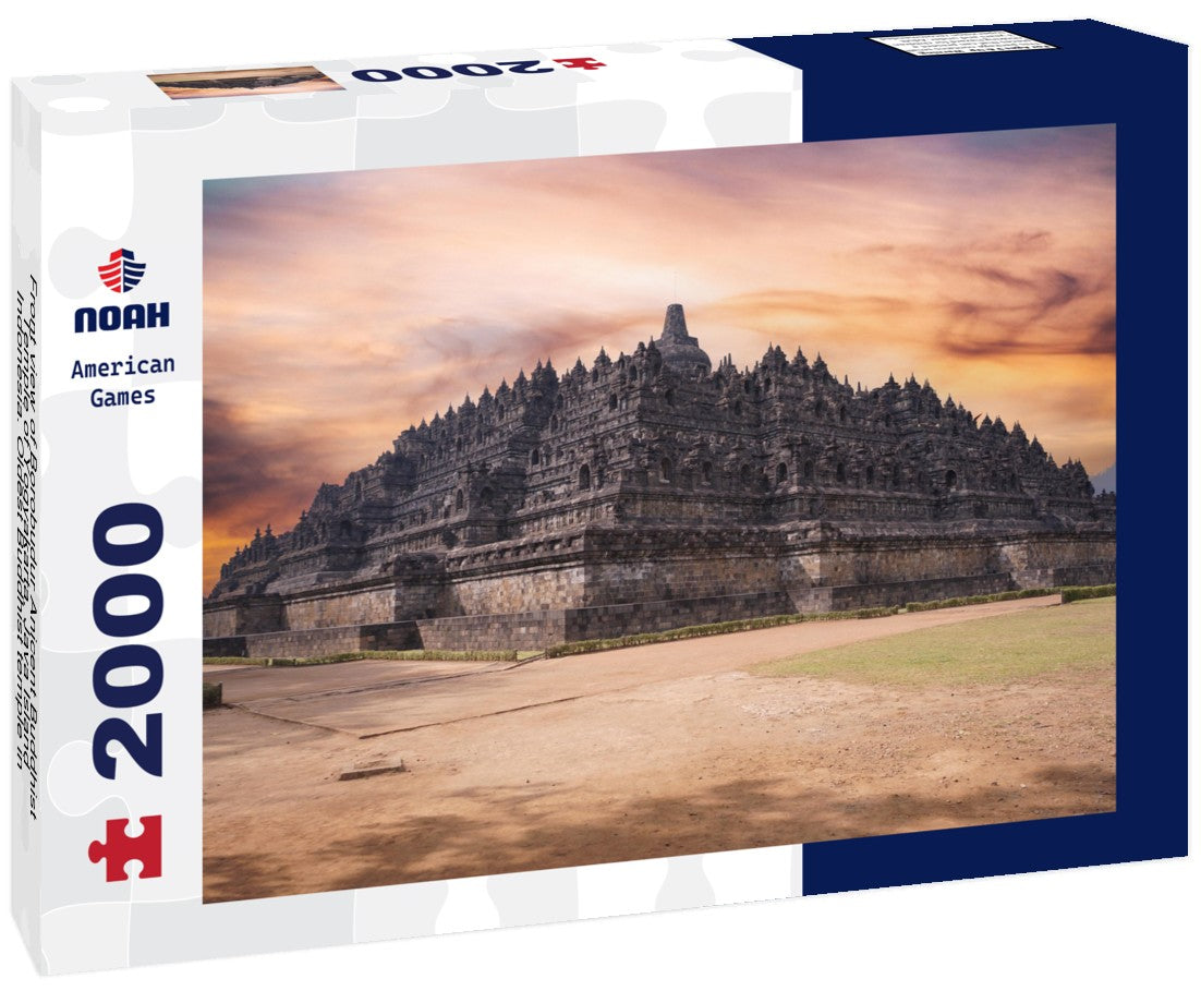 Front view of Borobudur Anicent Buddhist Temple of Yogyakarta, Java Island, Indonesia. Oldest Buddhist temple in the morning. World Heritage, UNESCO 2000pc Puzzle