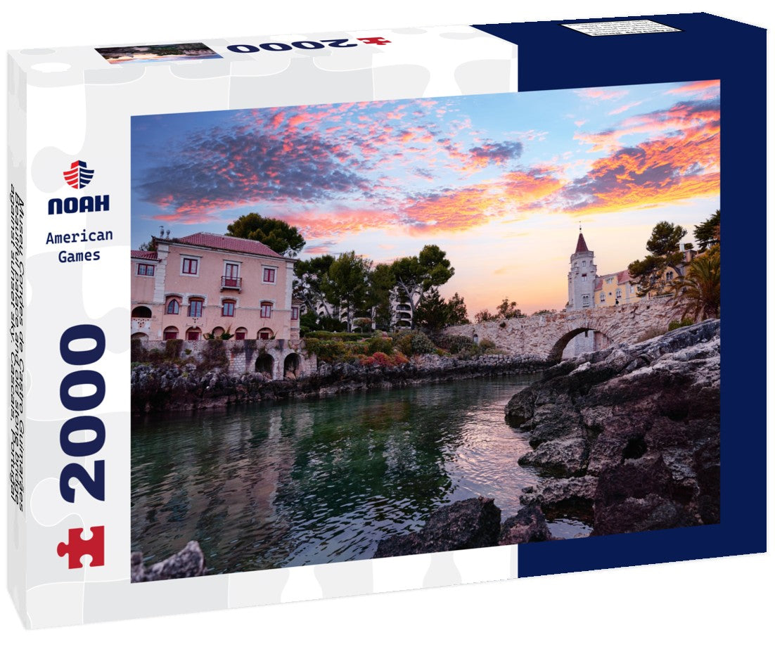 Museu Condes de Castro Guimarães, Beautiful palace and old stone bridge against sunset sky. Cascais, Portugal 2000pc Puzzle