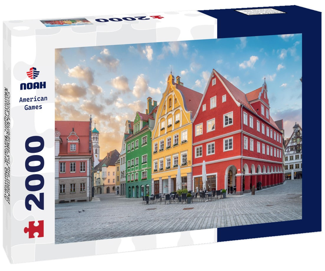 Colored buildings on the market square (Marktplatz) at sunrise in Memmingen, Bavaria, Germany 2000pc Puzzle