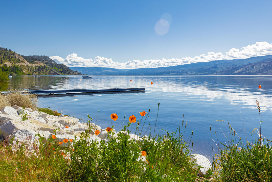 Noah Jigsaw Puzzle Kanagan Lake Canada. Summer landscape of a lake and mountains in the background in the early morning 2000 pieces