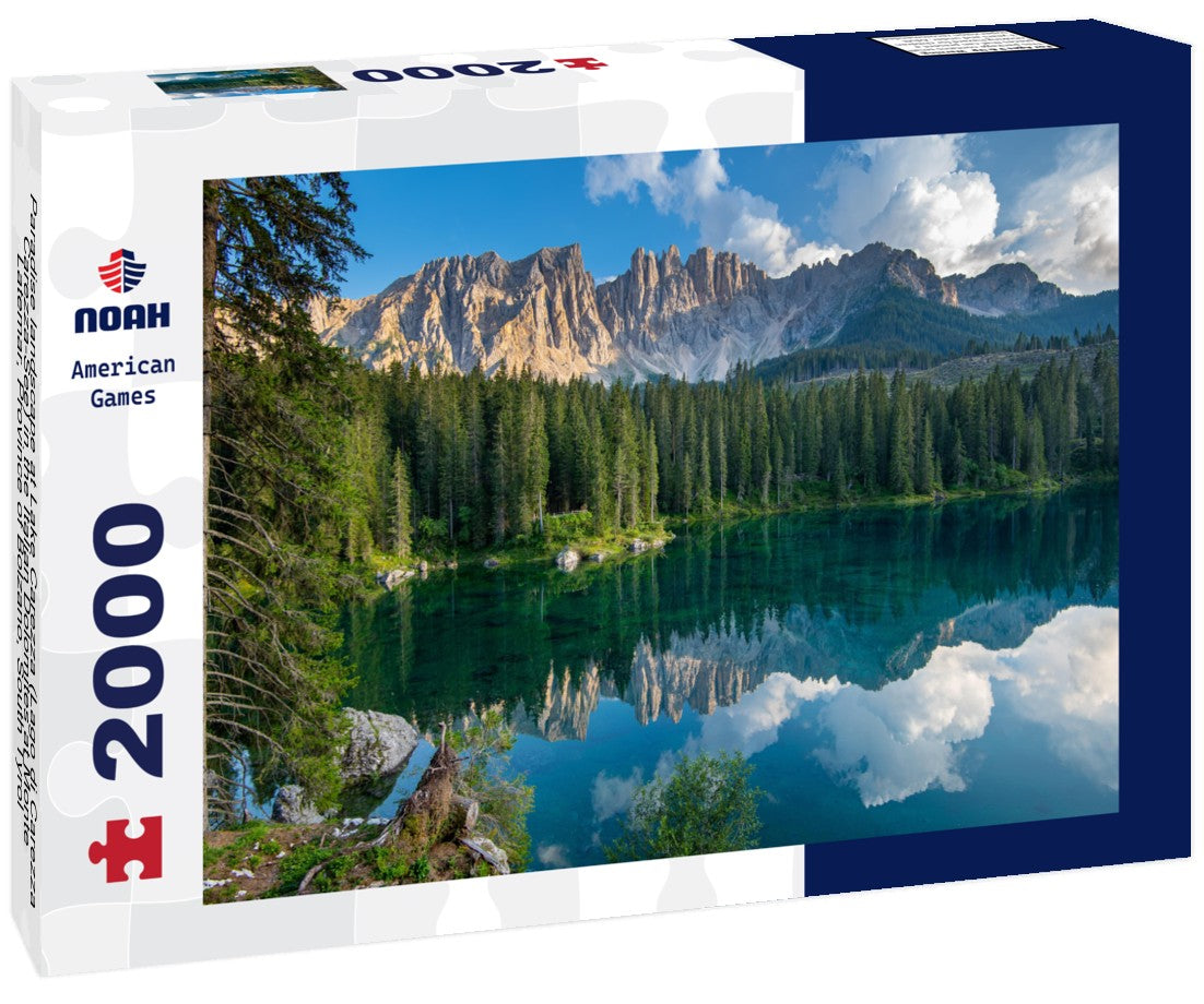 Paradise landscape at Lake Carezza (Lago di Carezza, Carezza-See) in the Italian Dolomites at Monte Latemar, Province of Bolzano, South Tyrol 2000pc Puzzle