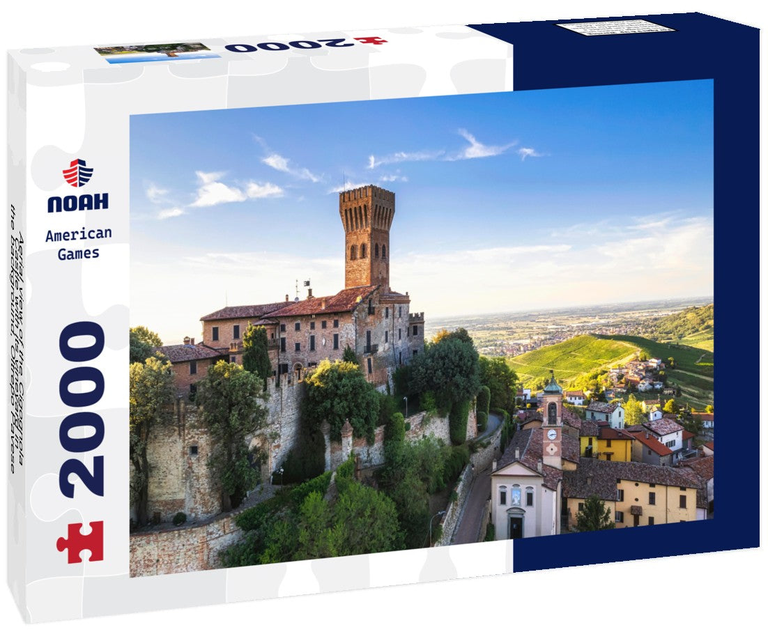 Aerial view of the Cigognola Castle with its vineyard in the background, Oltrepo Pavese, Pavia, Lombardy, Italy 2000pc Puzzle