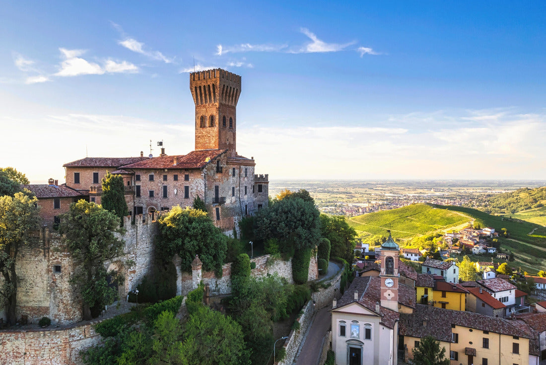 Aerial view of the Cigognola Castle with its vineyard in the background, Oltrepo Pavese, Pavia, Lombardy, Italy 2000pc Puzzle