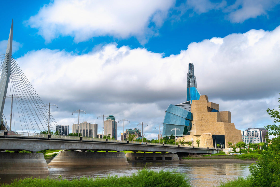 Dramatic cloudscape overlooking the Esplanade Riel Footbridge and the Canadian Museum for Human Rights over the Red River in Winnipeg, Canada 2000pc Puzzle