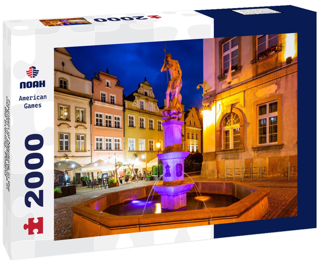 Fountain of Neptune in the old town of Jelenia Gora in the evening, Poland 2000pc Puzzle