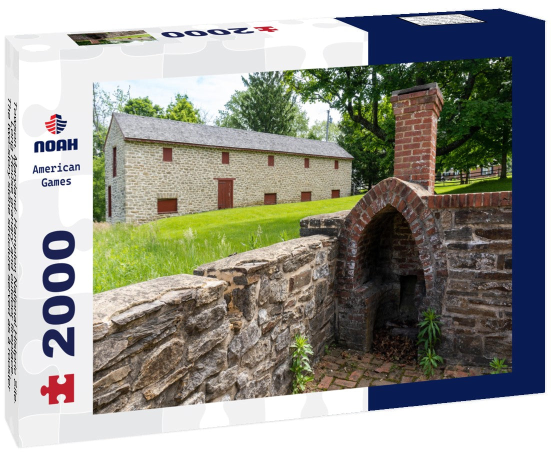 Towson, Maryland: Hampton National Historic Site. Long House granary and outdoor fireplace. The two-story stone structure served as a rooster hut and granary during historic times. 2000pc Puzzle