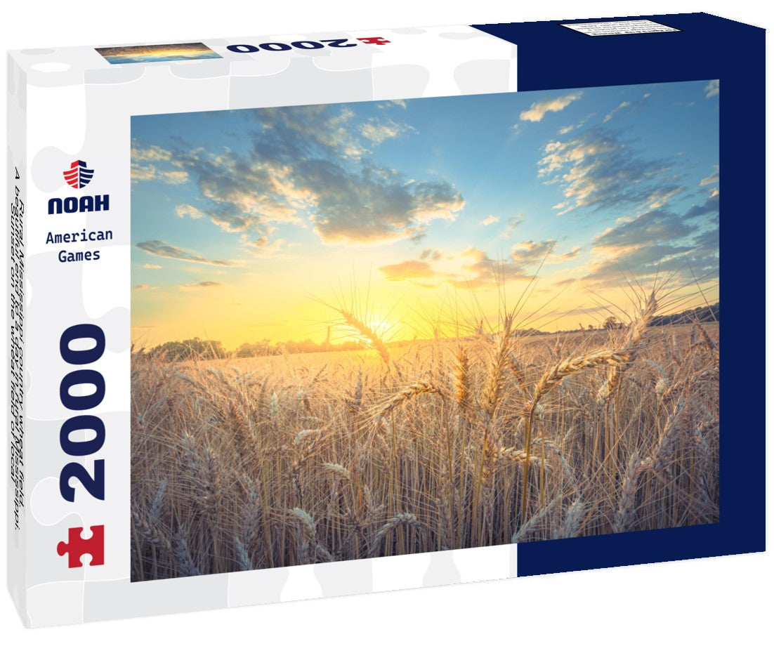 Rural Mississippi country wheat field. A beautiful end to a day in rural Mississippi. Sunset on the wheat field of local farmers in Tupelo MS 2000pc Puzzle