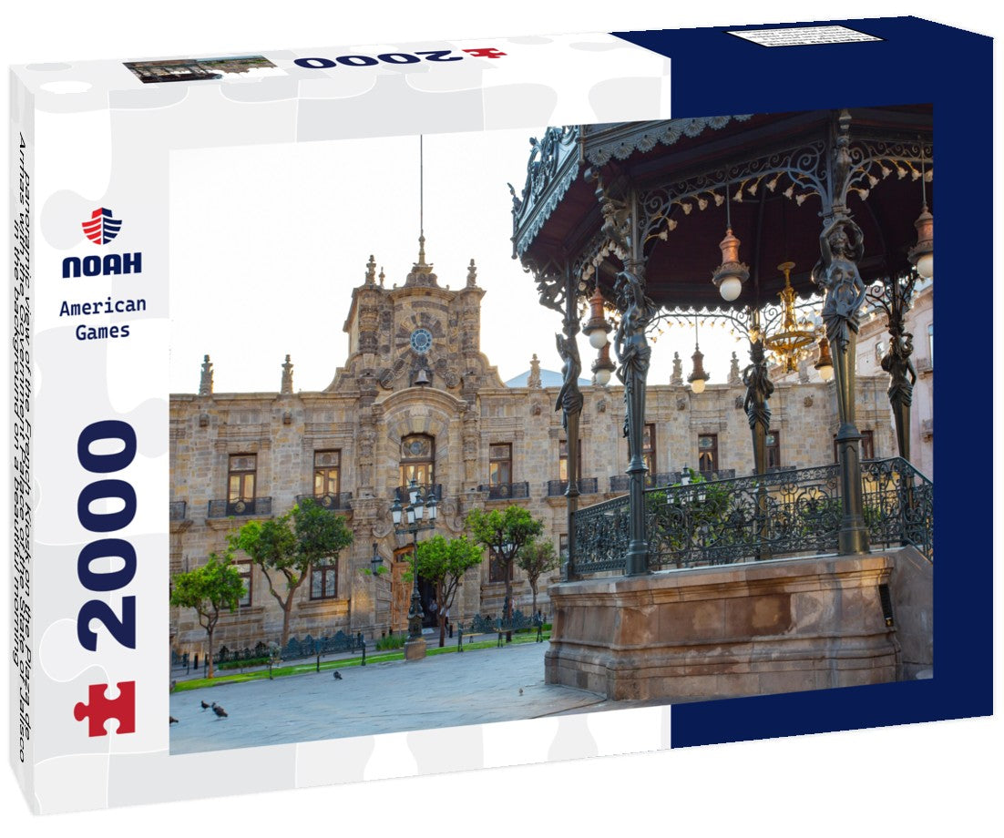 the French Kiosk on the Plaza de Armas with the Government Palace of the State of Jalisco in the background on a beautiful morning 2000pc Puzzle