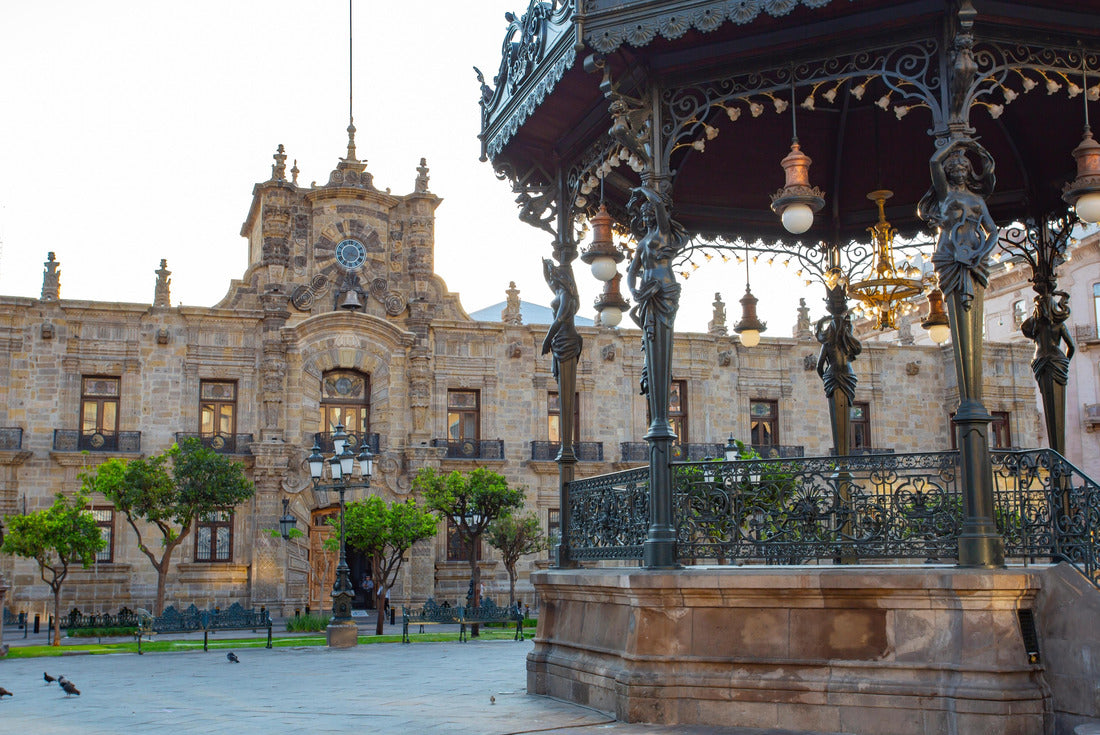 the French Kiosk on the Plaza de Armas with the Government Palace of the State of Jalisco in the background on a beautiful morning 2000pc Puzzle