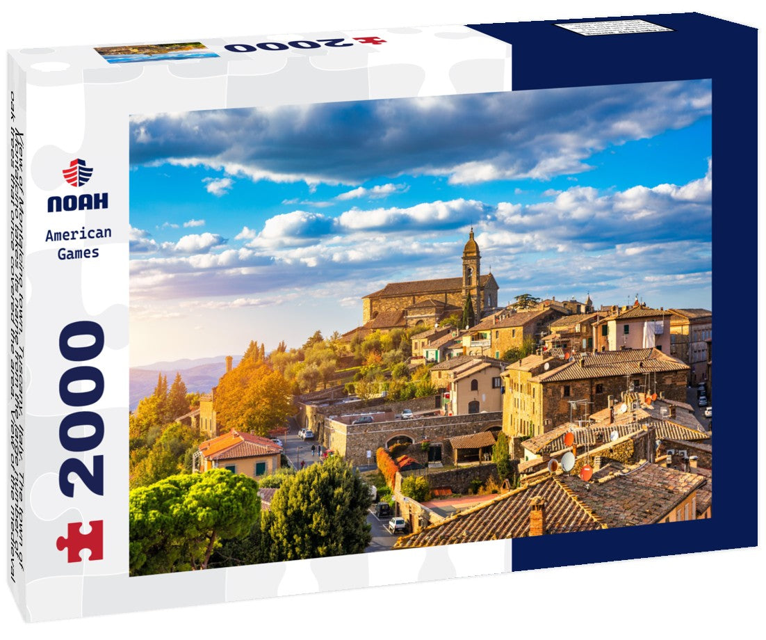 Montalcino town, Tuscany, Italy. The town of Montalcino takes its name from the large number of oak trees that once covered the area. the medieval Italian town of Montalcino. Tuscany 2000pc Puzzle