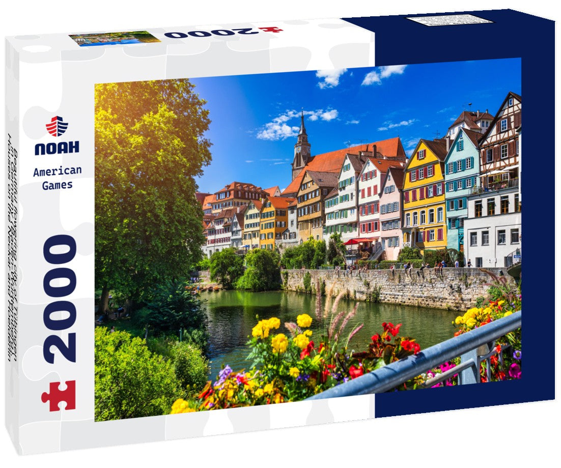 Beautiful flowering city of Tübingen in Germany (Baden-Württemberg). Houses on the Neckar and Hoelderlin Tower, Tübingen 2000pc Puzzle