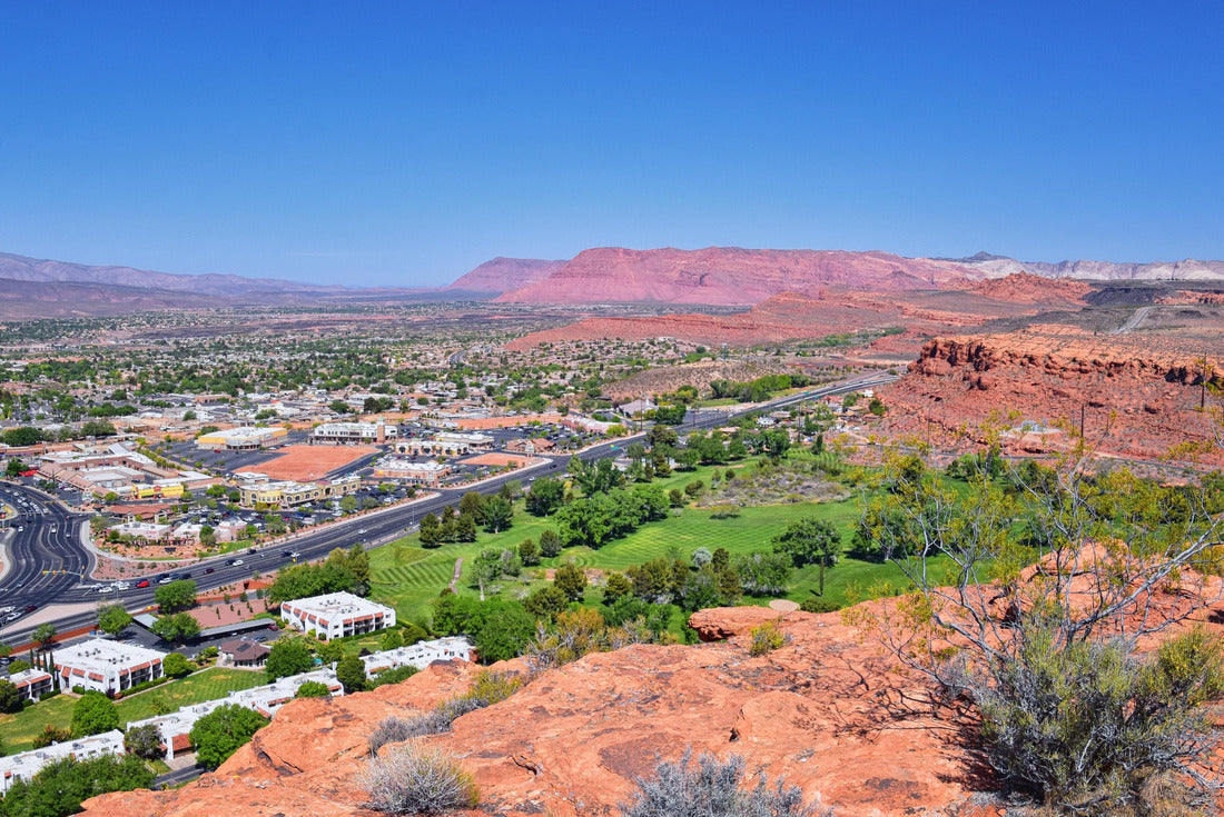 Saint George hiking trail Owen's Loop via Brooks Nature Trail views of sandstone mountains and desert plants around the Red Cliffs National Conservation Areas in southwest Utah 2000pc Puzzle
