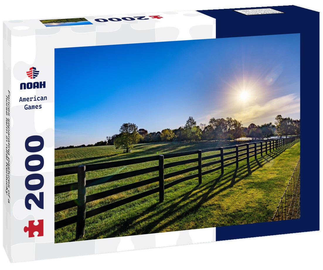 Fences separating pastures of a horse farm in rural Kentucky 2000pc Puzzle