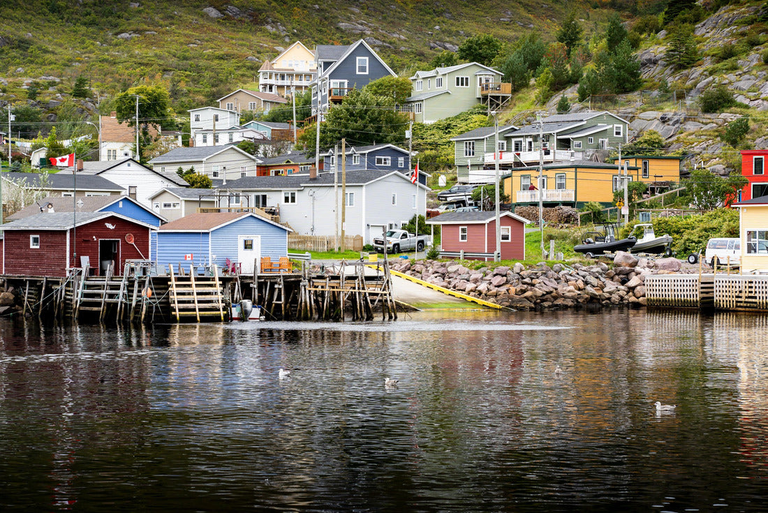 Noah Jigsaw Puzzle Boat-dock scene in a small fishing village in Atlantic Canada at Petty Harbour Newfoundland 2000 pieces