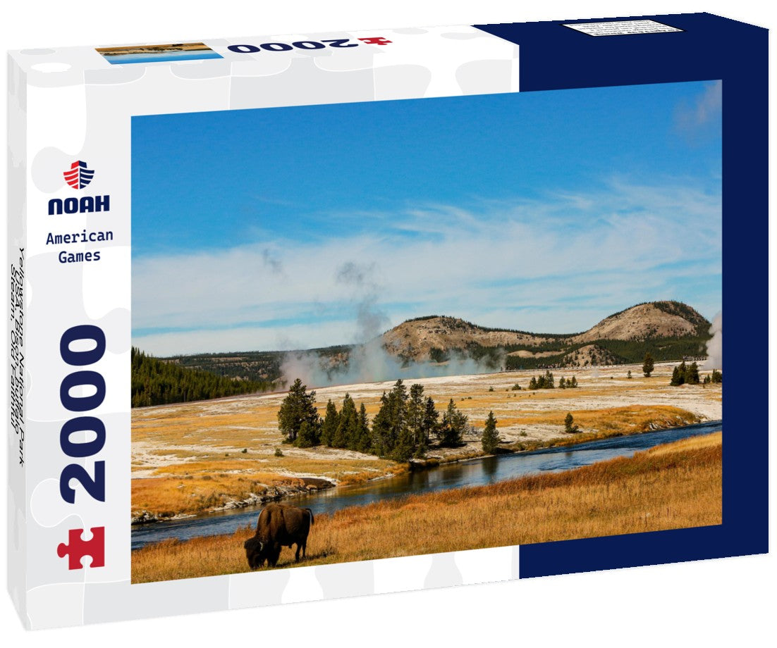 Yellowstone National Park, USA, Bison, buffalo, Steam, Old Faithful, Yellowstone River 2000pc Puzzle