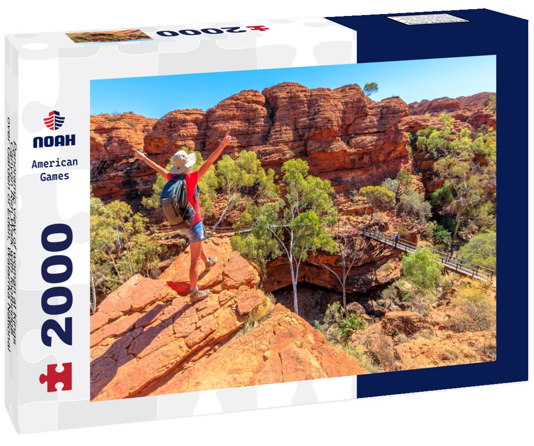 woman at Kings Canyon Rim Walk with footbridge over Garden of Eden, Watarrka National Park, Australia 2000pc Puzzle