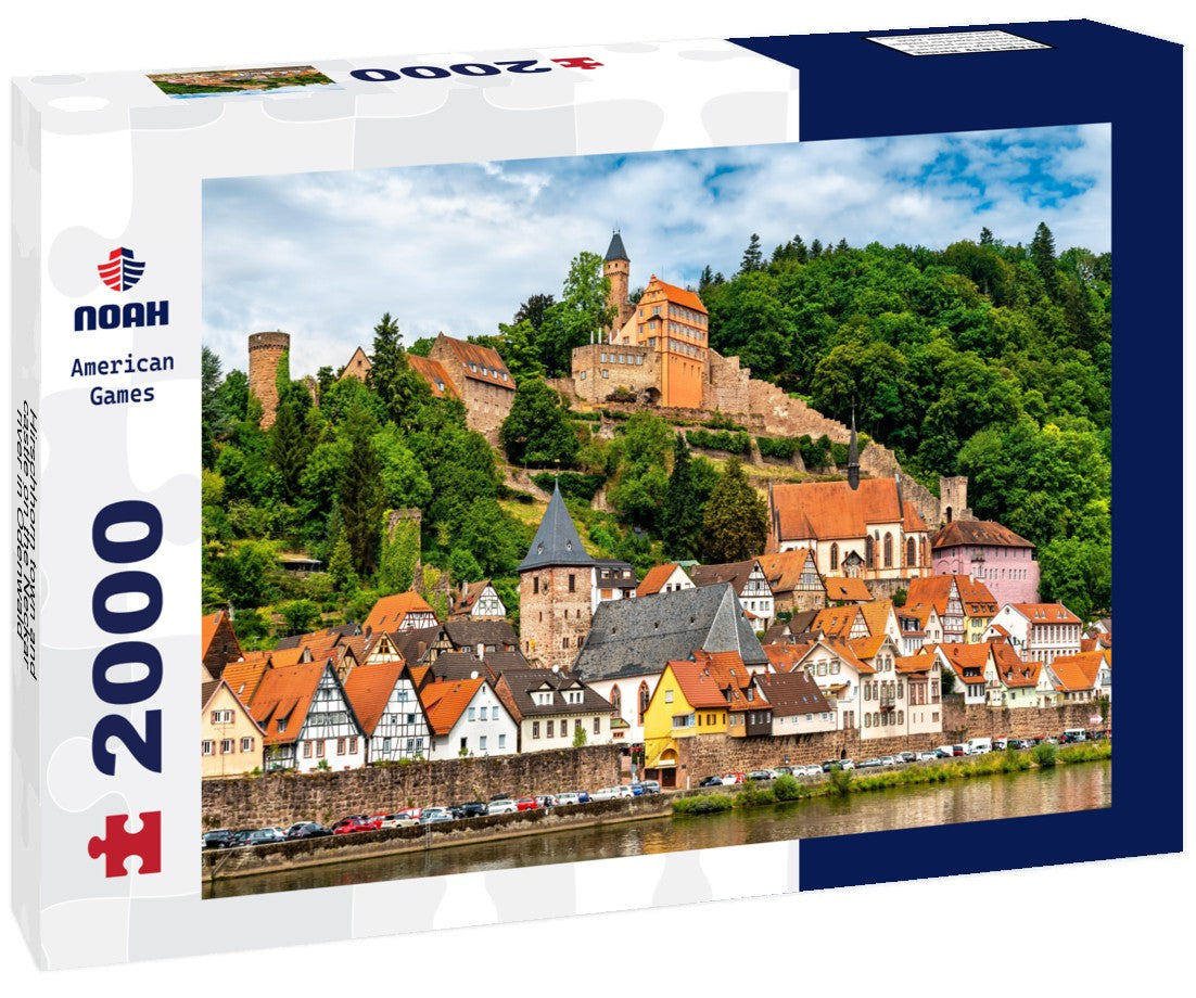 Hirschhorn town and castle on the Neckar river in Odenwald - Hessen, Germany 2000pc Puzzle