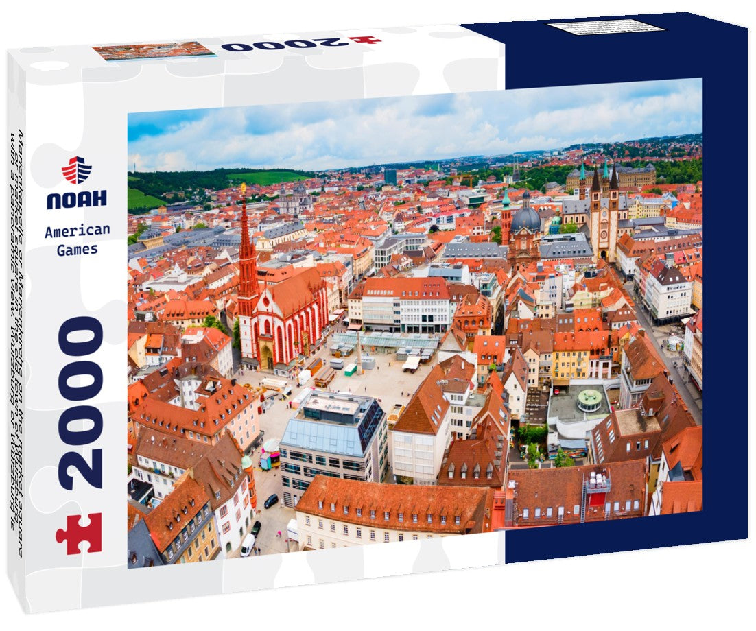 Marienkapelle or Marienkirche on the market square or market square in the old town of Wurzburg with a view. Wurzburg or Würzburg is a city in the region of Bavaria 2000pc Puzzle