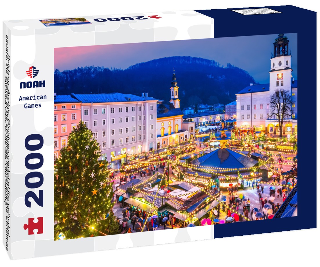 Salzburg, Austria. Christmas market at the cathedral square, the origins of the Christmas market and the Christmas fair date back to the late 15th century. 2000pc Puzzle