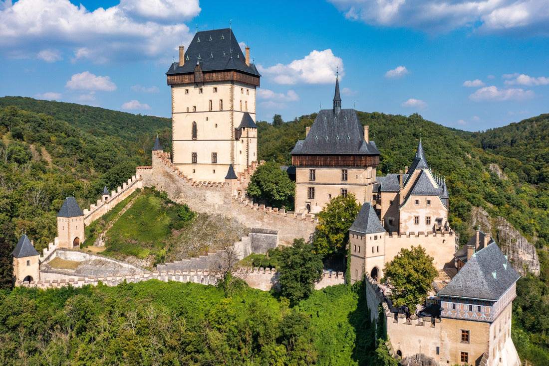 Noah Jigsaw Puzzle Royal Castle Karlstejn. Central Bohemia, Karlstejn village, Czechia. Aerial view to The Karlstejn castle. Royal palace founded King Charles IV. 2000 pieces