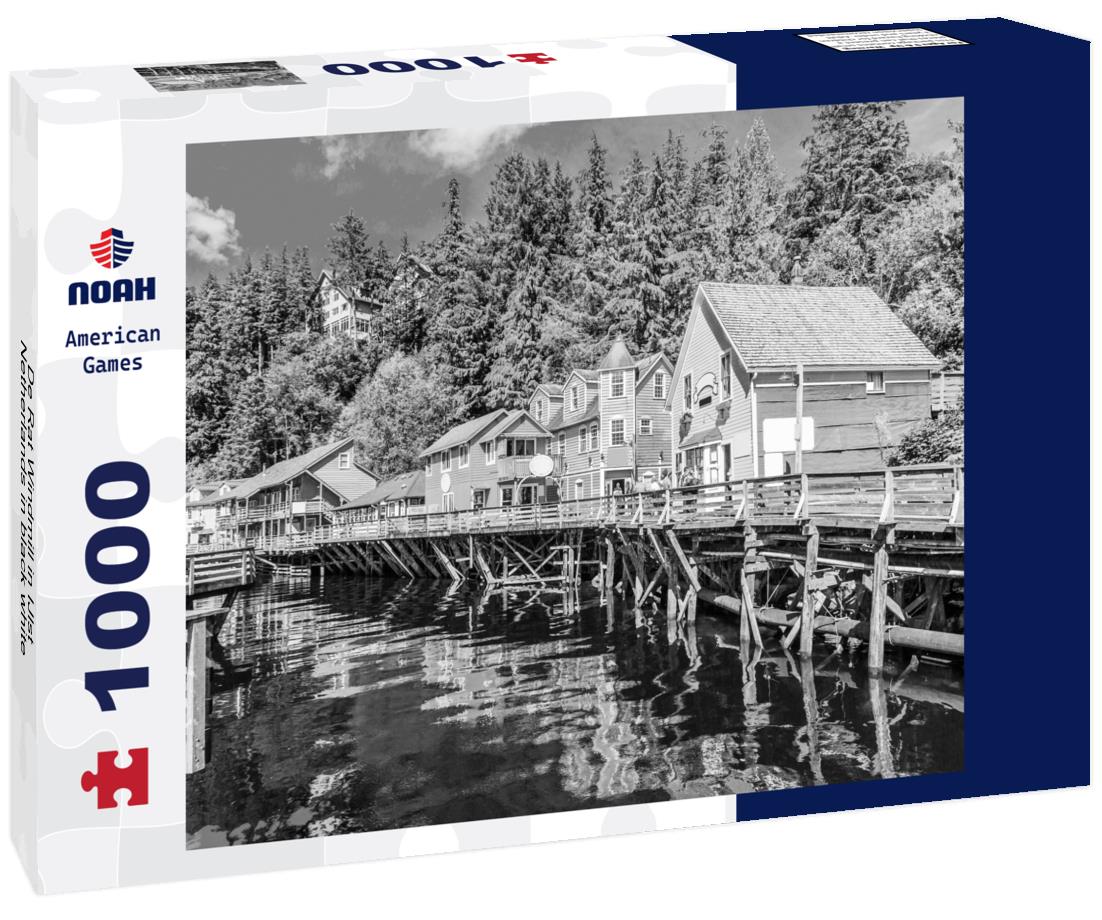 Noah Jigsaw Puzzle De Rat Windmill in IJlst, Netherlands in black white 1000 pieces