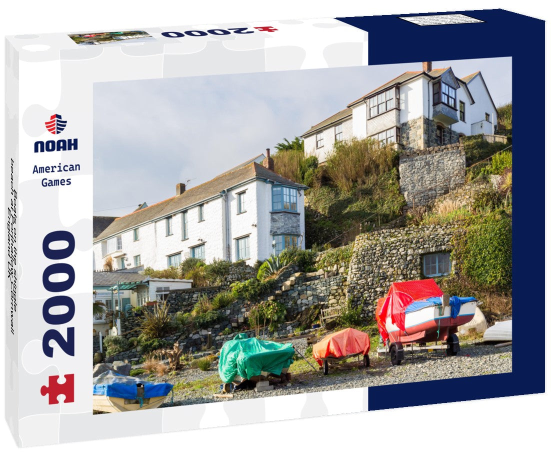 Boats on the shingle beach at Porthallow Cornwall England UK 2000pc Puzzle