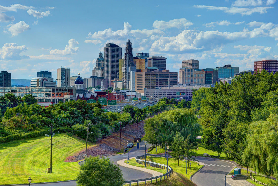 Downtown Hartford, Connecticut skyline from above Charter Oak Landing 2000pc Puzzle