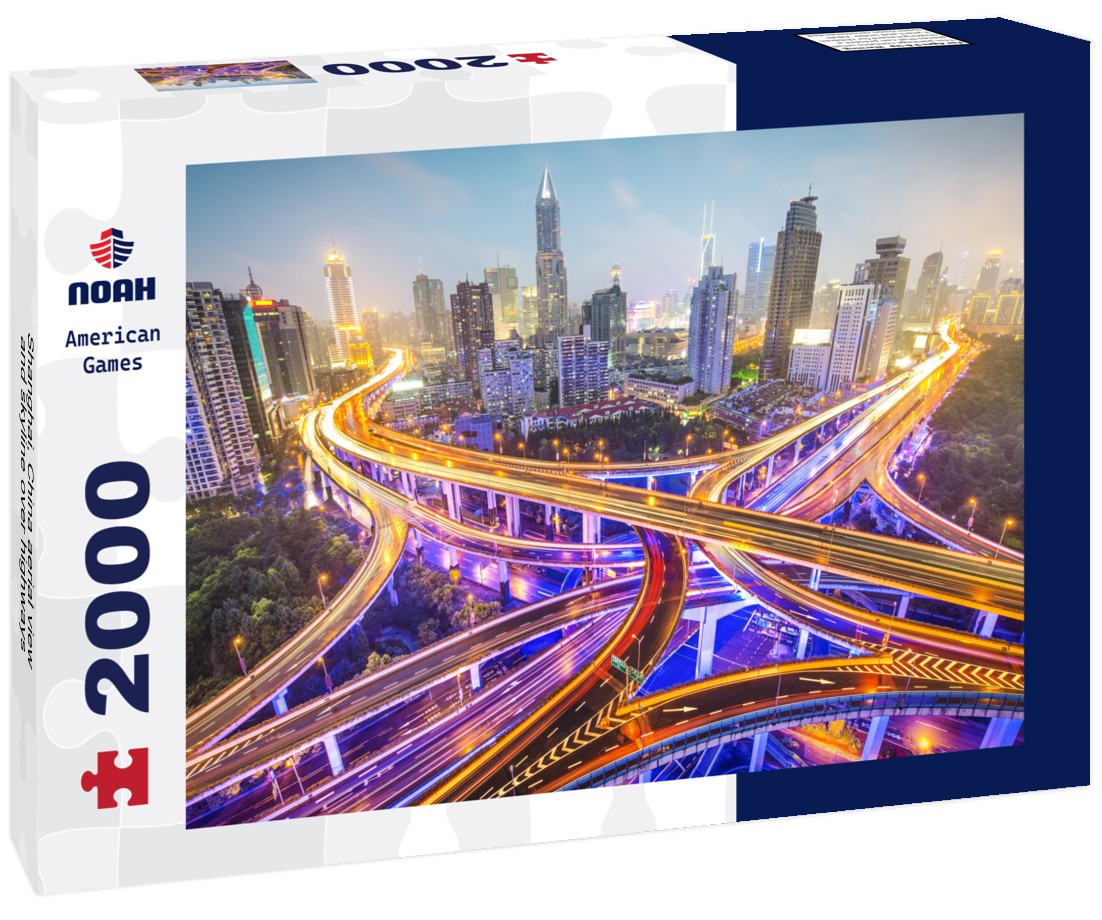 Shanghai, China aerial view and skyline over highways 2000pc Puzzle