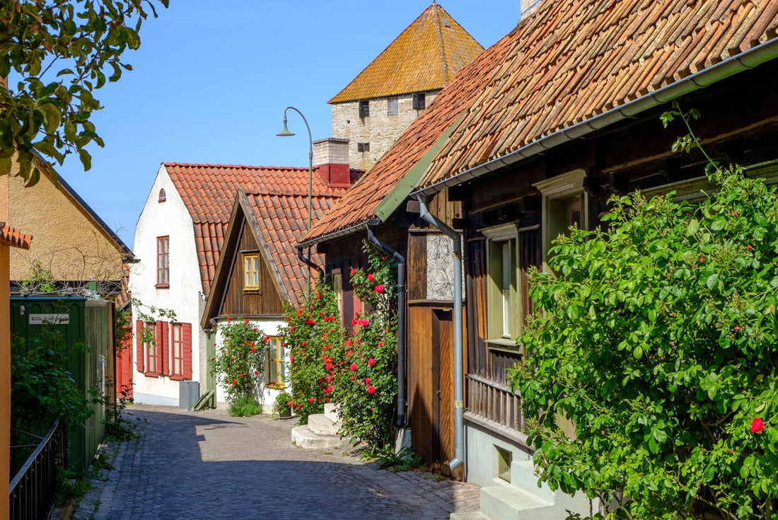 Medieval alley in the historic Hanseatic city of Visby, Sweden. In the background you can see the shooting tower of the ring wall of Visby, a UNESCO World Heritage Site 2000pc Puzzle