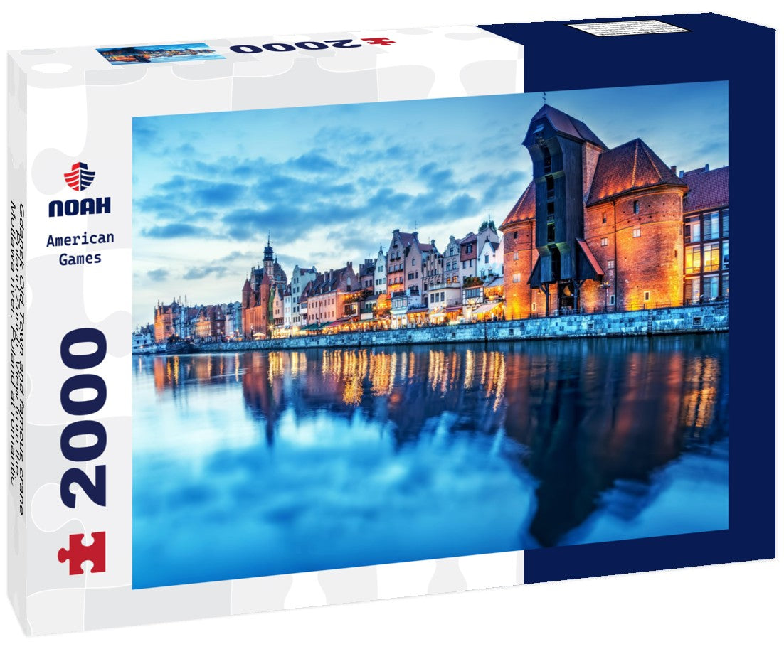 Gdansk Old Town and famous crane, Poland Zurich. View from the Motlawa river, Poland at romantic sunset, night 2000pc Puzzle