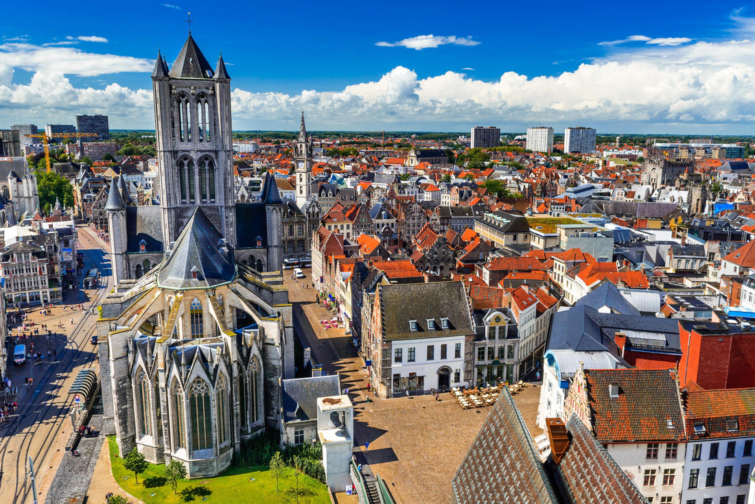 Skyline of Gent, Gent in West Flanders, Belgium, seen from Belfort Tower with St. Nicholas church 2000pc Puzzle