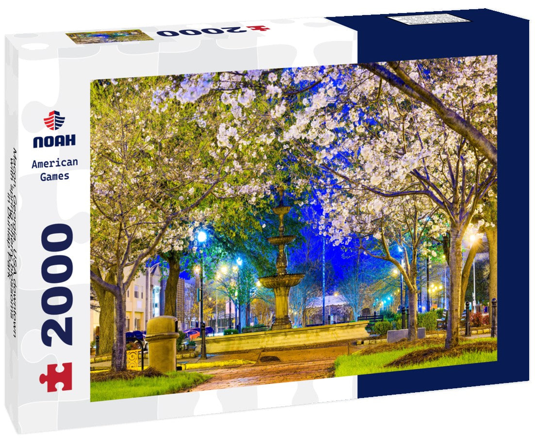 Macon, Georgia, USA downtown with spring cherry blossoms in Dunlap Park 2000pc Puzzle