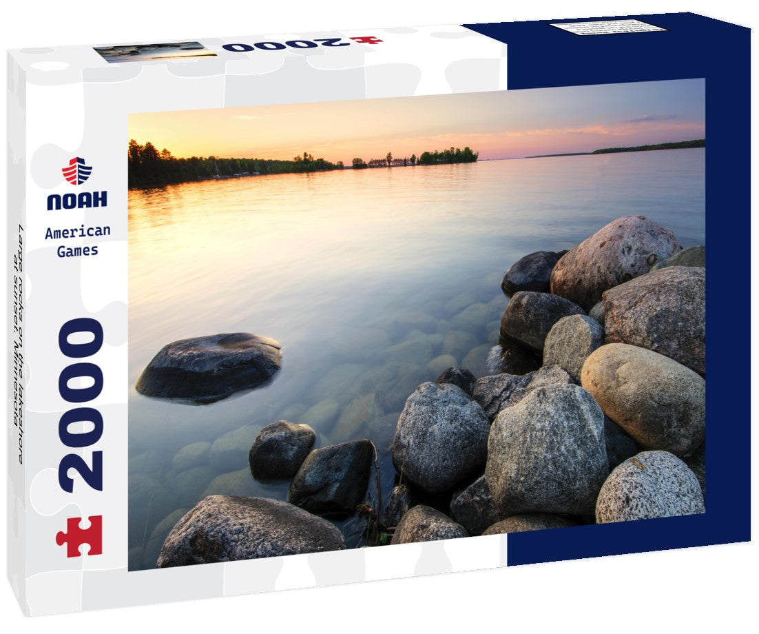 Large rocks on the lakeshore at sunset. Minnesota 2000pc Puzzle