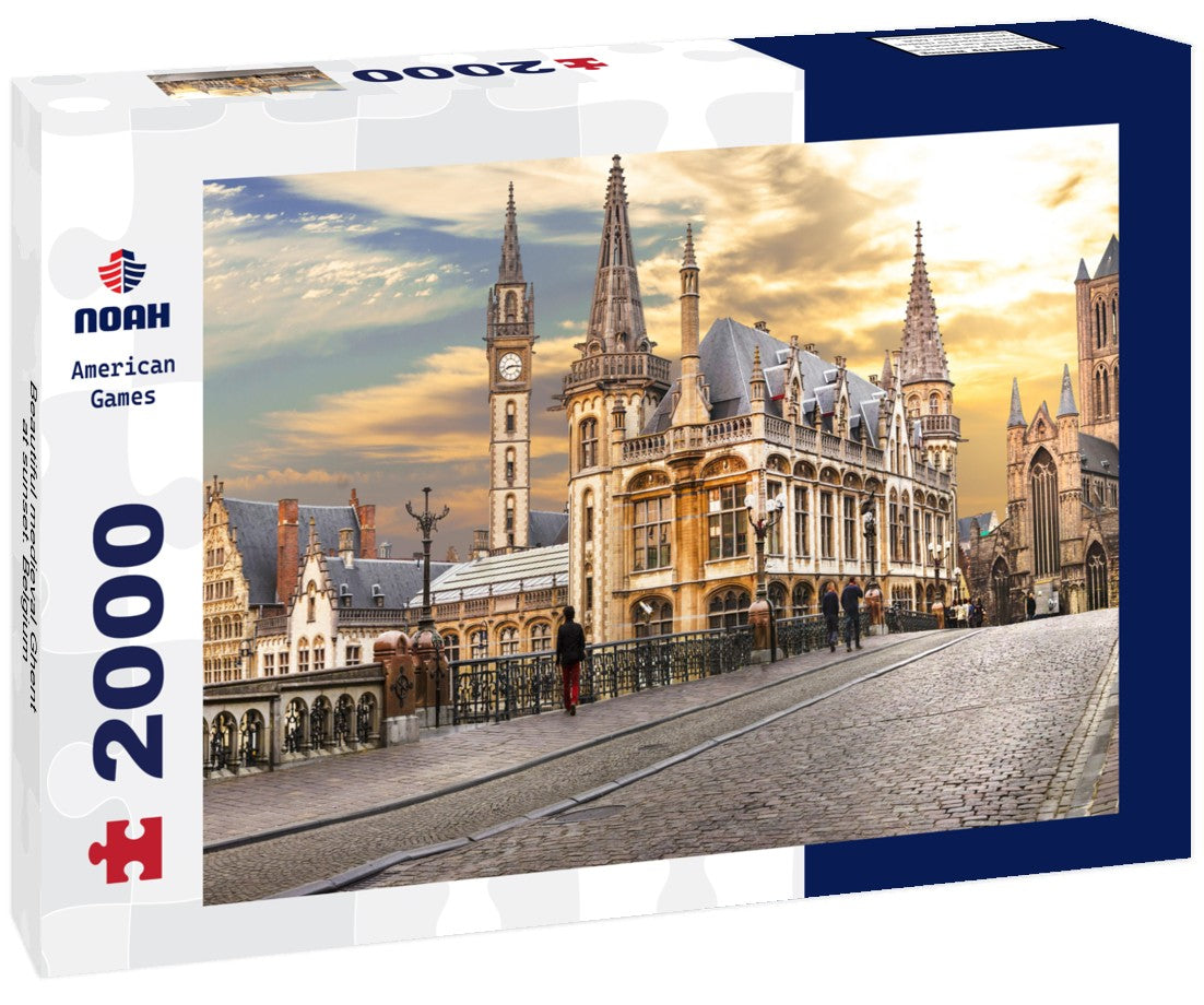 Beautiful medieval Ghent at sunset. Belgium 2000pc Puzzle