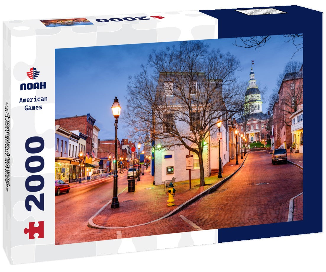 Annapolis, Maryland, USA downtown cityscape at Main Street at dusk 2000pc Puzzle