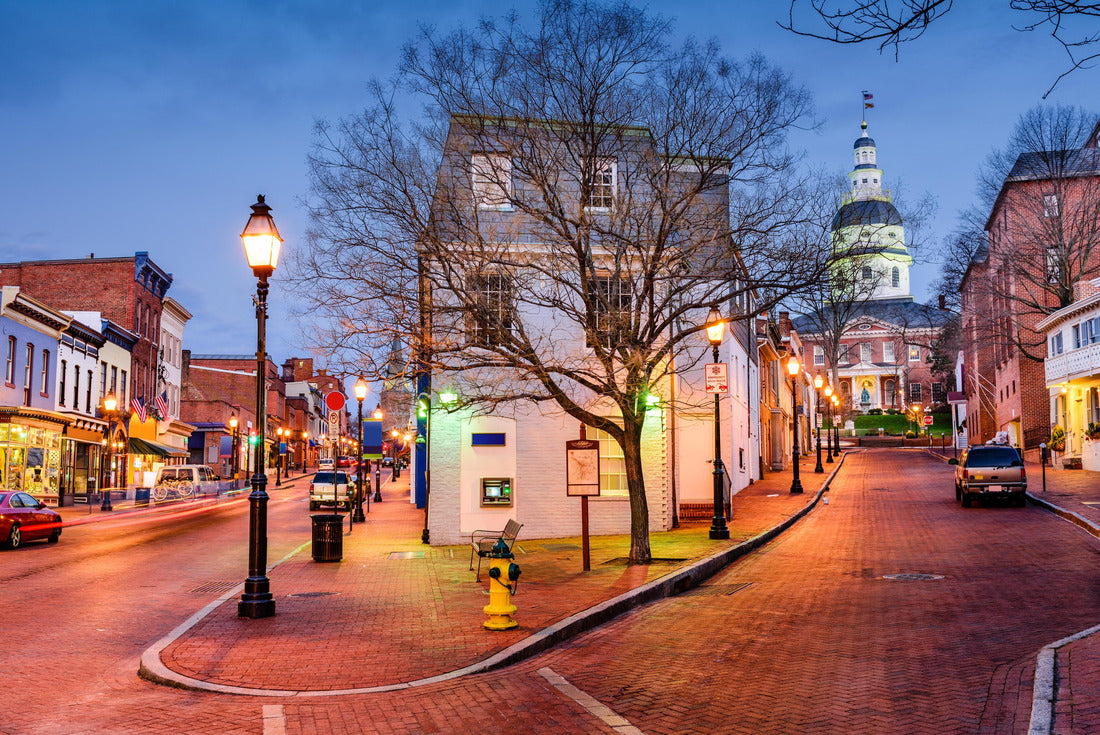 Annapolis, Maryland, USA downtown cityscape at Main Street at dusk 2000pc Puzzle