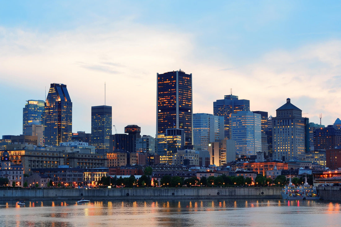 Montreal over the river at sunset with city lights and buildings 2000pc Puzzle