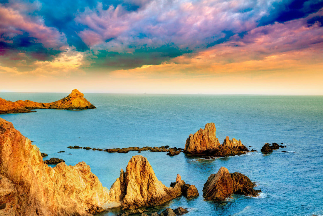 Almeria Cabo de Gata las Sirenas point sunset rocks in Mediterranean sea of Spain 2000pc Puzzle