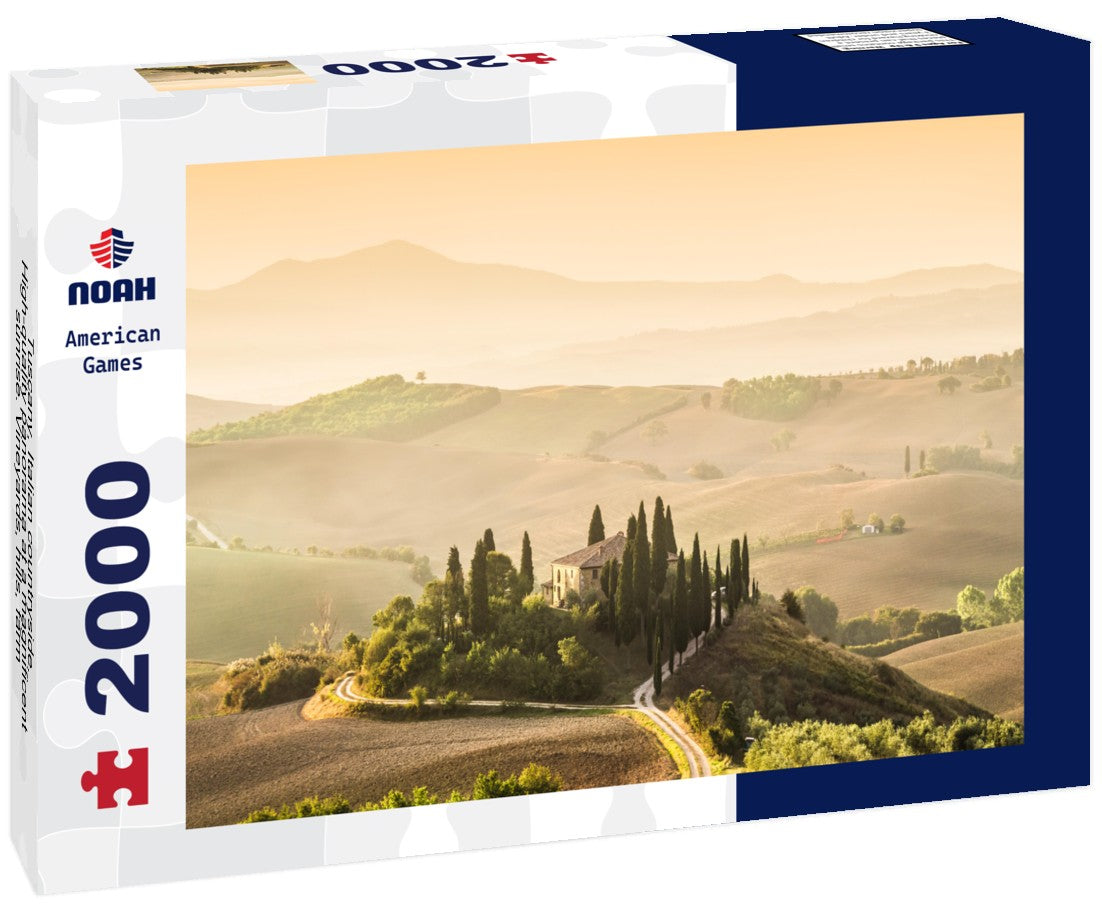 Tuscany, Italy - countryside. Magnificent sunrise. Vineyards, hills, farm 2000pc Puzzle