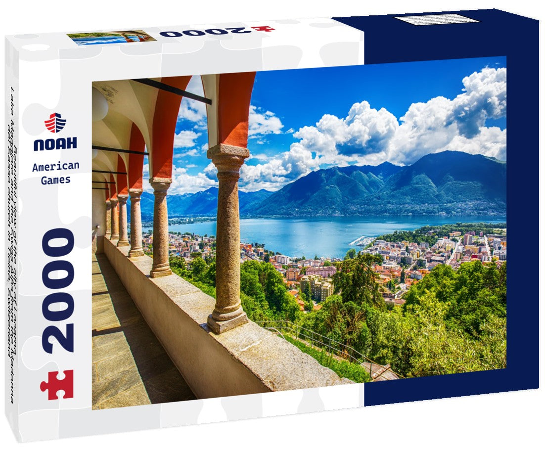 Beautiful view of the city of Locarno, Lake Maggiore and the Swiss Alps from the Madonna del Sasso church in Ticino, Switzerland 2000pc Puzzle