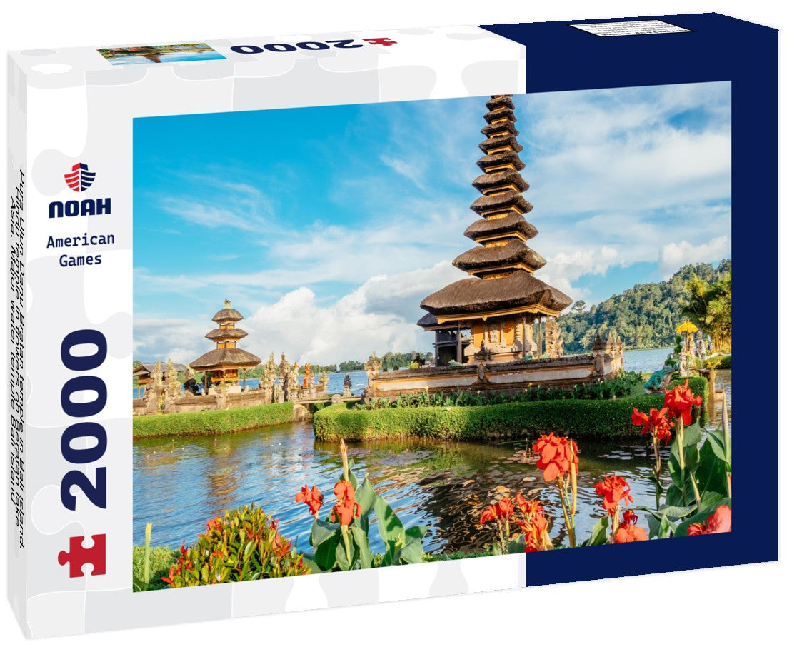 Pura Ulun Danu Bratan temple in Bali island. Hindu temple in flowers on Beratan lake, Asia. Major water temple Bali island, Indonesia. Hindu water temple - culture symbol of Indonesia, Asia landscape 2000pc Puzzle