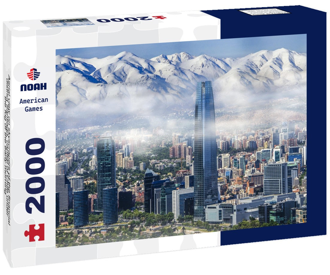 Aerial view on skyscrapers of the financial district Santiago, capital of Chile under the fog of the early morning 2000pc Puzzle