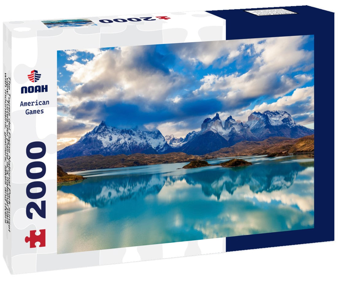 The Torres del Paine National Park sunset view. Torres del Paine is a national park with mountains, glaciers, lakes and rivers in southern Patagonia, Chile 2000pc Puzzle