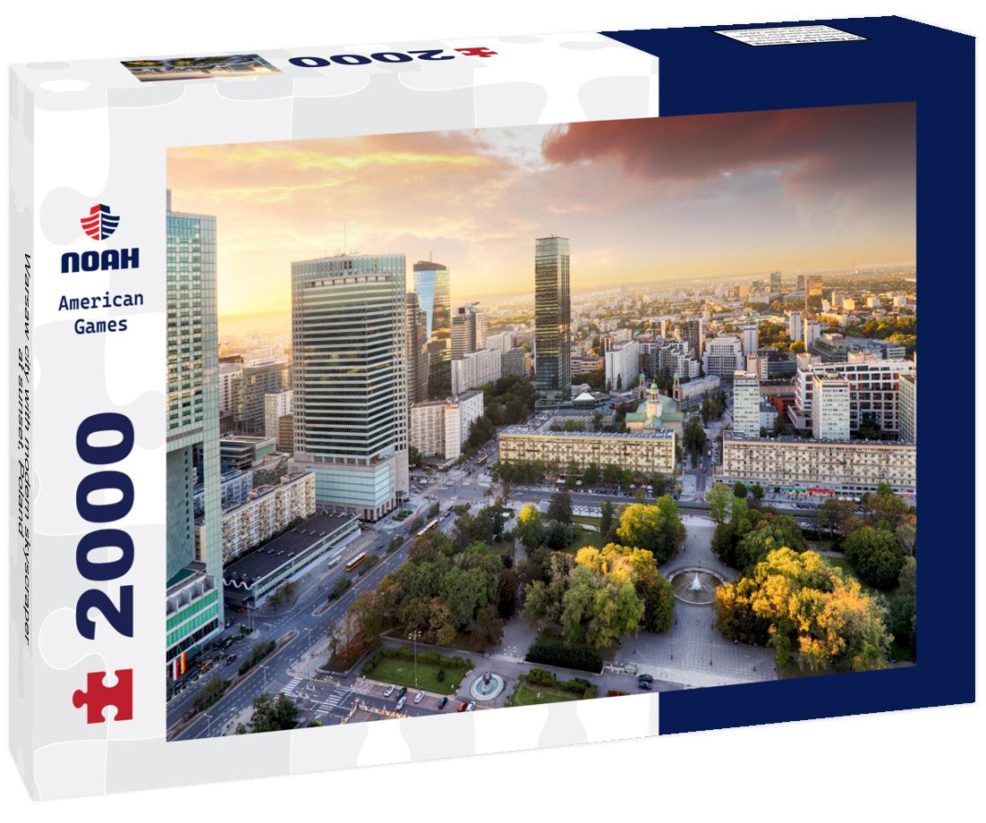 Warsaw city with modern skyscraper at sunset, Poland 2000pc Puzzle