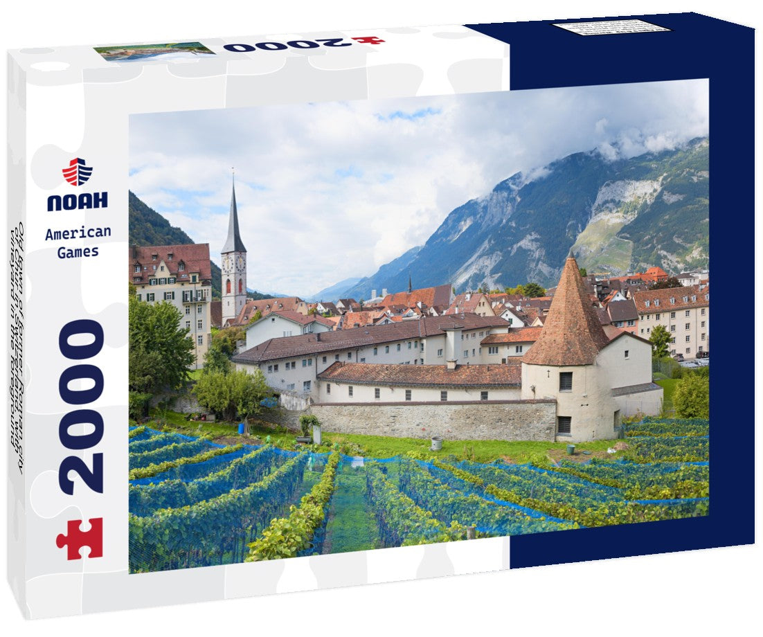 Old town of former Roman city of Chur in Switzerland, with vineyard in the foreground 2000pc Puzzle